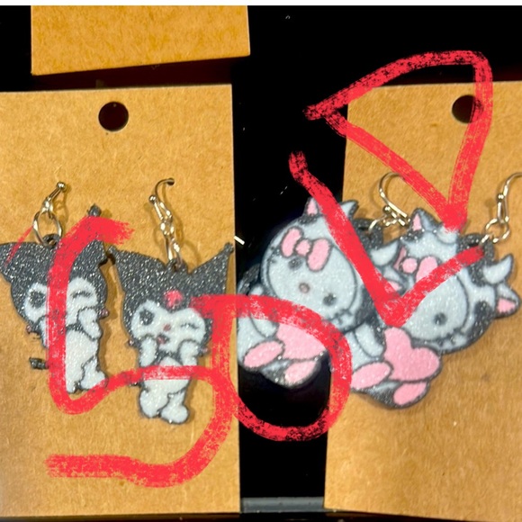 Hello Kitty Jewelry - Hello Kitty and Kuromi Earrings - Pink, Black, White